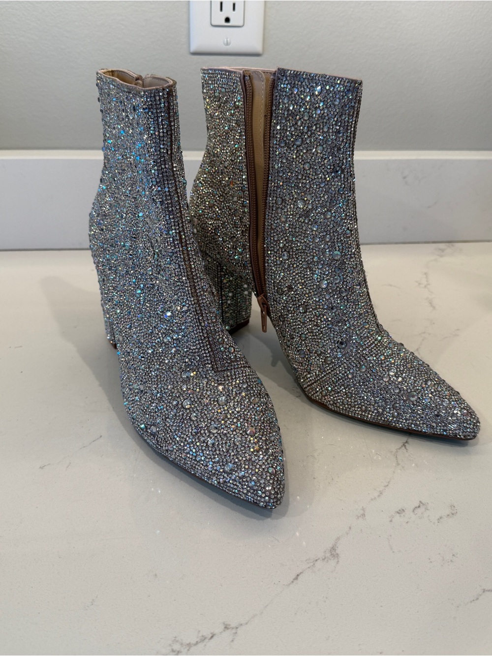 Betsey Johnson Cady Women's Sparkle Rhinestone Ankle Boots - Silver